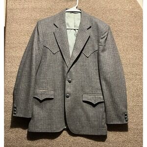 Kenny Rogers Western Collection CIRCLE S 40R USA MADE Tweed Gray Rodeo Jacket